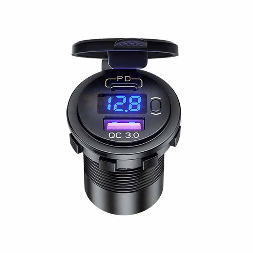 Modified In-car Charger with PD+QC3.0 Fast Charging TYPE-C Charger and Voltage Switch