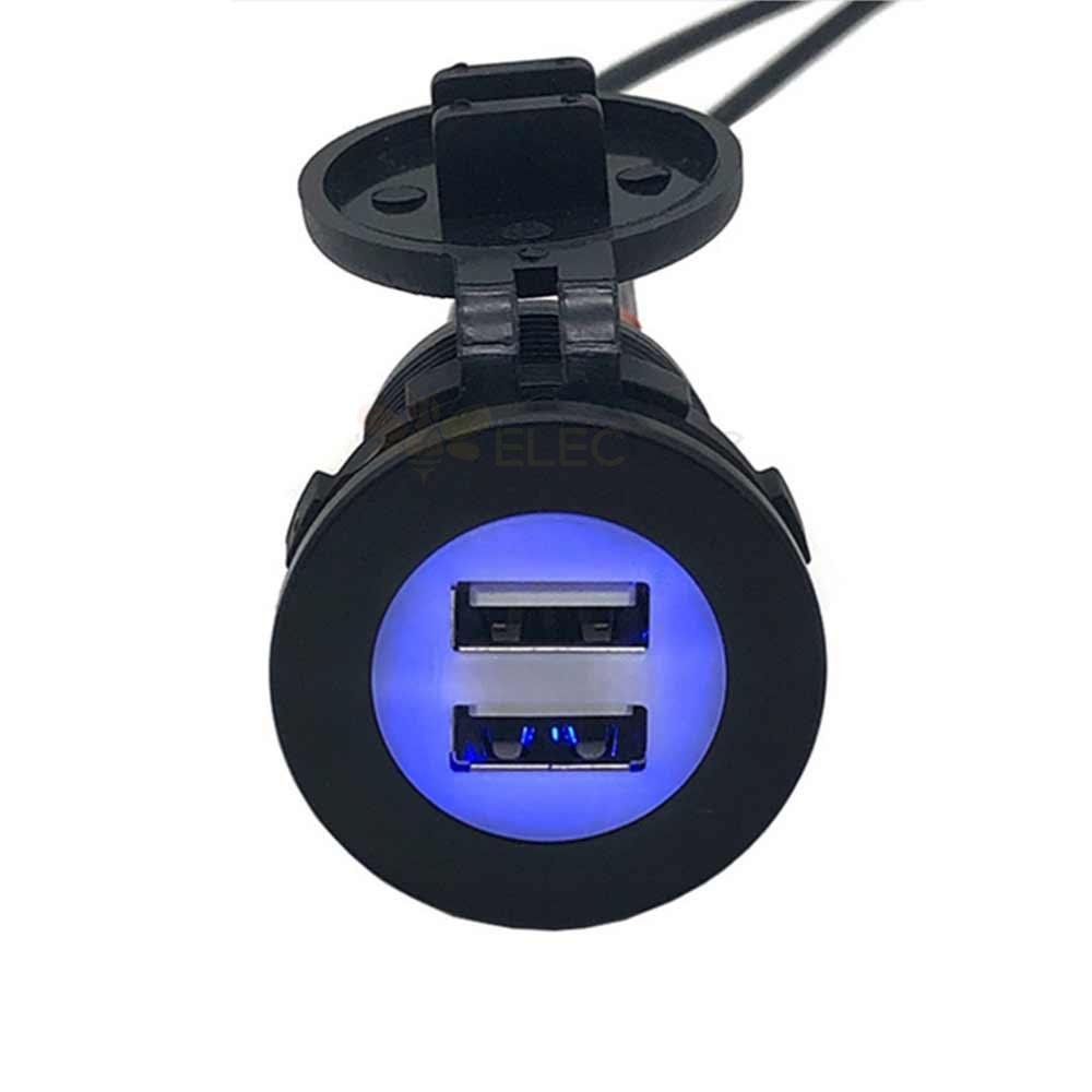 USB Charger for Automotive and Marine Modification 2.1A 3.1A 4.2A to 5V Blue Light Charger