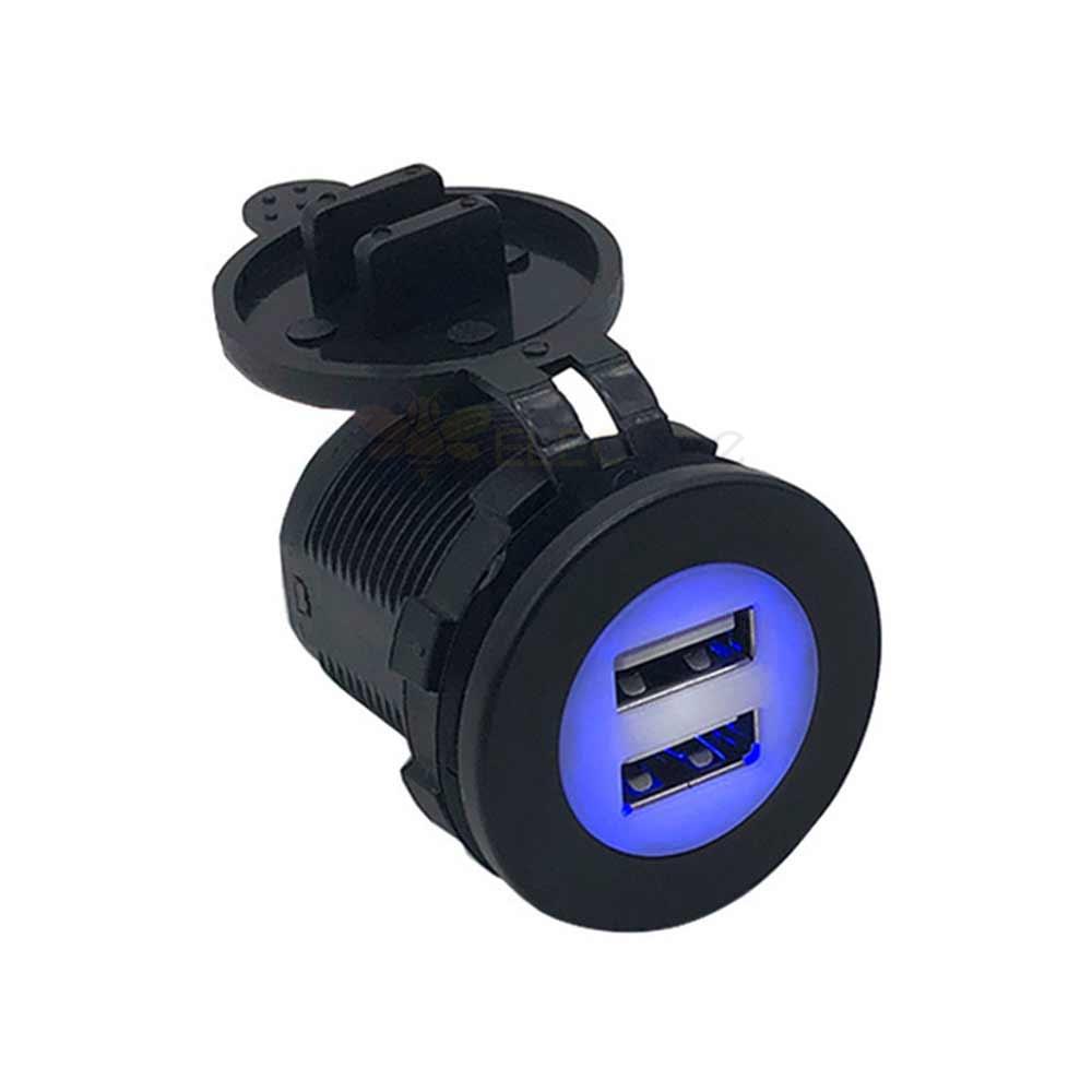 USB充電器 汽車船艇改裝2.1A 3.1A 4.2A轉5V藍燈充電器