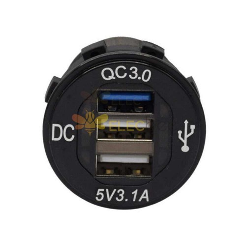 三孔QC3.0 USB充電器插頭車充 汽車船電動車摩托改裝快速充電插座
