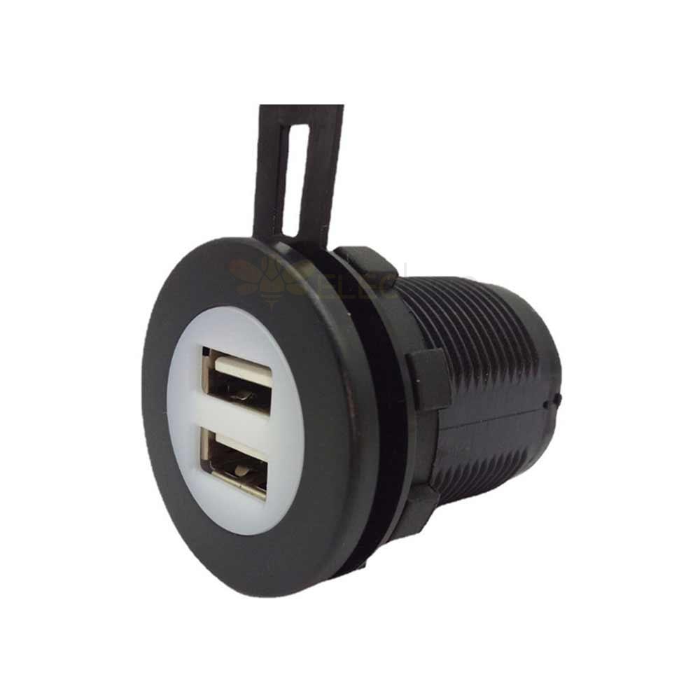 Modifiziertes rundes USB-Ladegerät mit weißem Kern für Automobile und Marine, 2,1 A, 3,1 A, 4,2 A bis 5 V, Blaulicht-Ladegerät