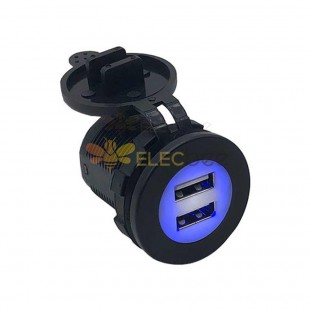 Modified Round White Core USB Charger for Automotive and Marine 2.1A 3.1A 4.2A to 5V Blue Light Charger