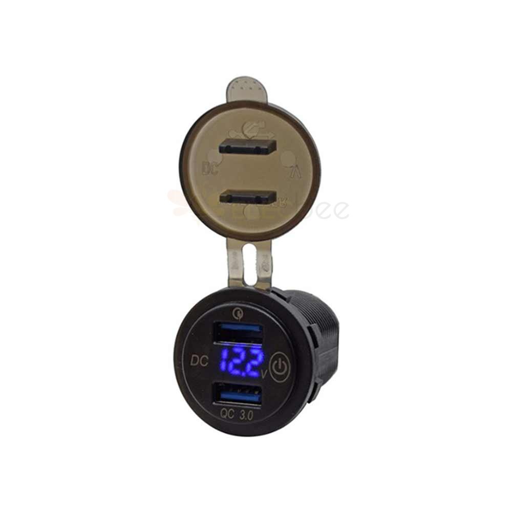 Modified QC3.0 In-car Charger with Dual USB Equipped with Voltage Detection and Switch Suitable for Yachts and Boats