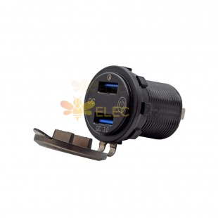 Modified QC3.0 In-car Charger with Dual USB Equipped with Voltage Detection and Switch Suitable for Yachts and Boats