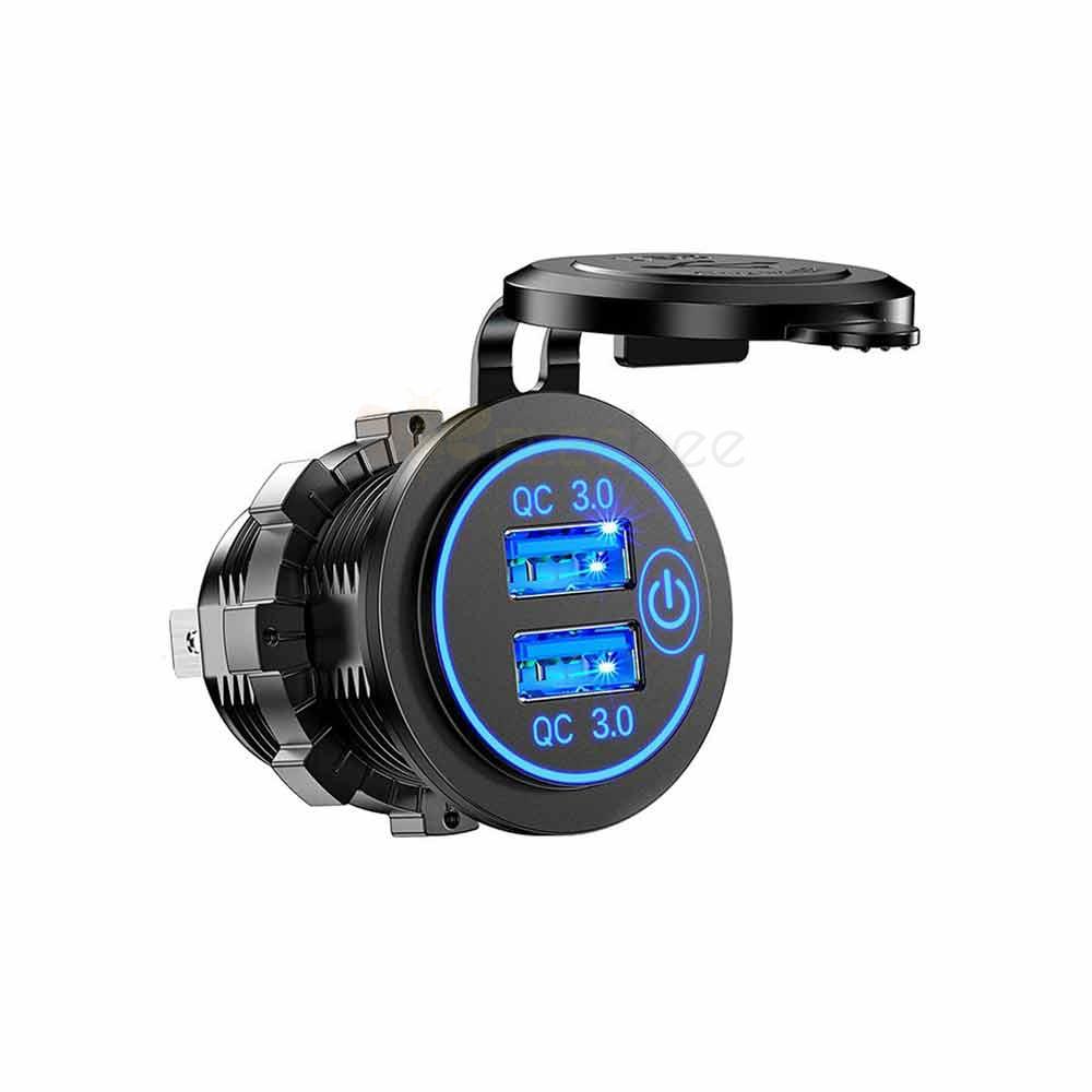 Touch Screen Switch Modified In-car Charger for Automotive Motorcycle and Marine Halo Dual QC3.0 Fast Charging USB Car Charger