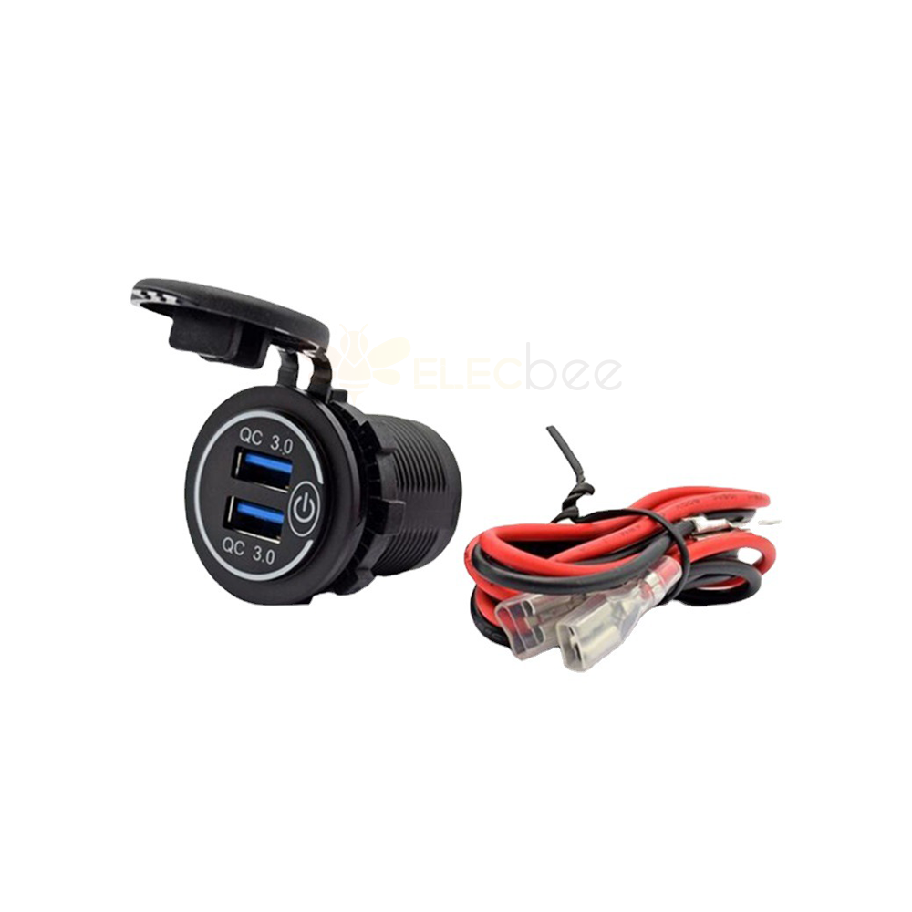 Переключатель с сенсорным экраном, модифицированное автомобильное зарядное устройство для автомобильного мотоцикла и морского транспорта Halo Dual QC3.0, автомобильное зарядное устройство USB с быстрой зарядкой