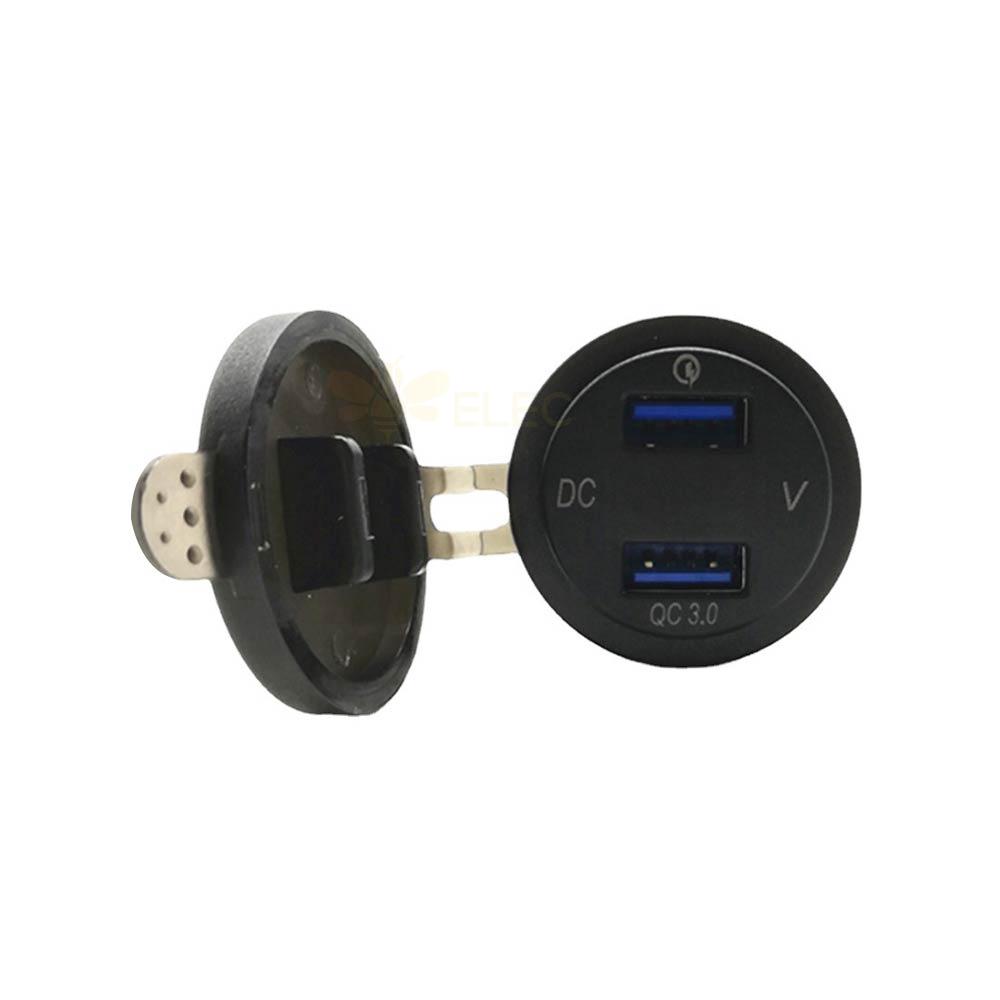 자동차 오토바이 RV 수정 듀얼 QC3.0 충전기(전압 디스플레이 포함) 듀얼 USB 차량용 전화 충전기 Qualcomm Quick Charge