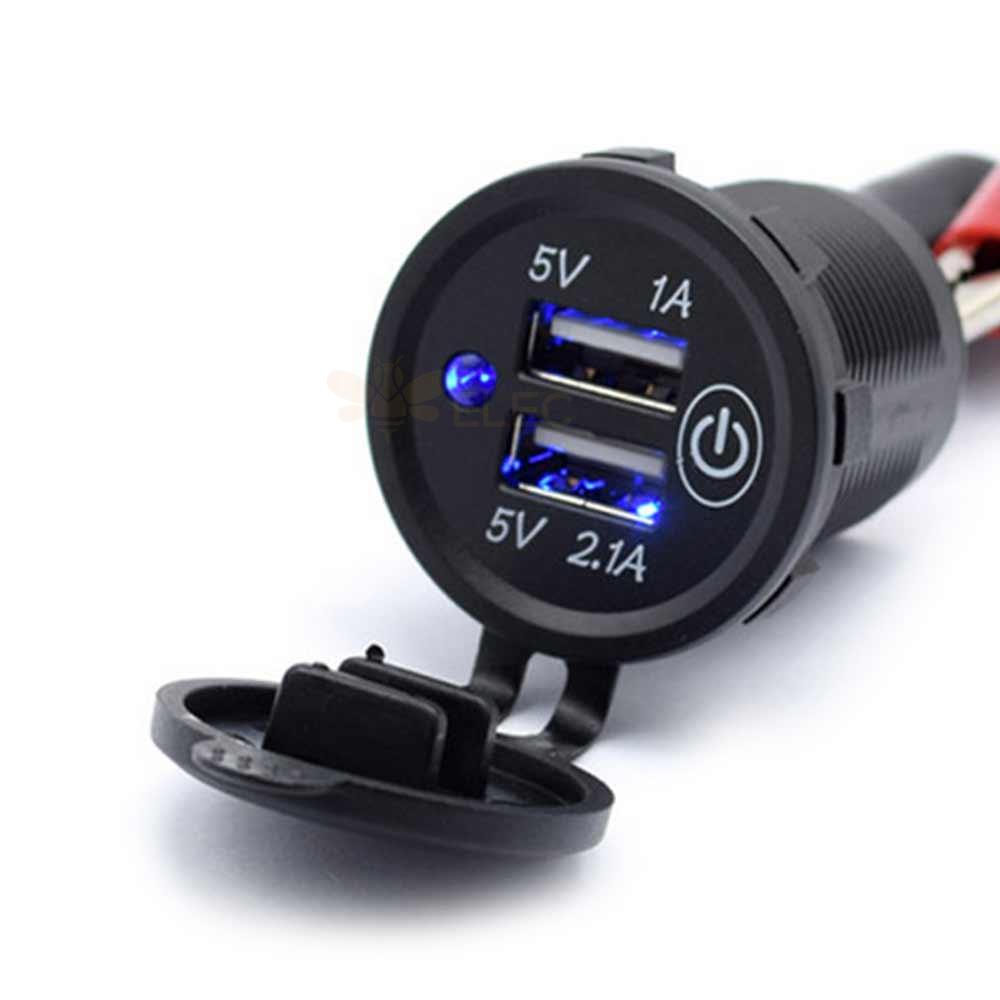 DC12-24V 3.1A Dual USB Charger with Touch Screen Switch Automotive and Marine Modified Charger with Dual USB and Switch