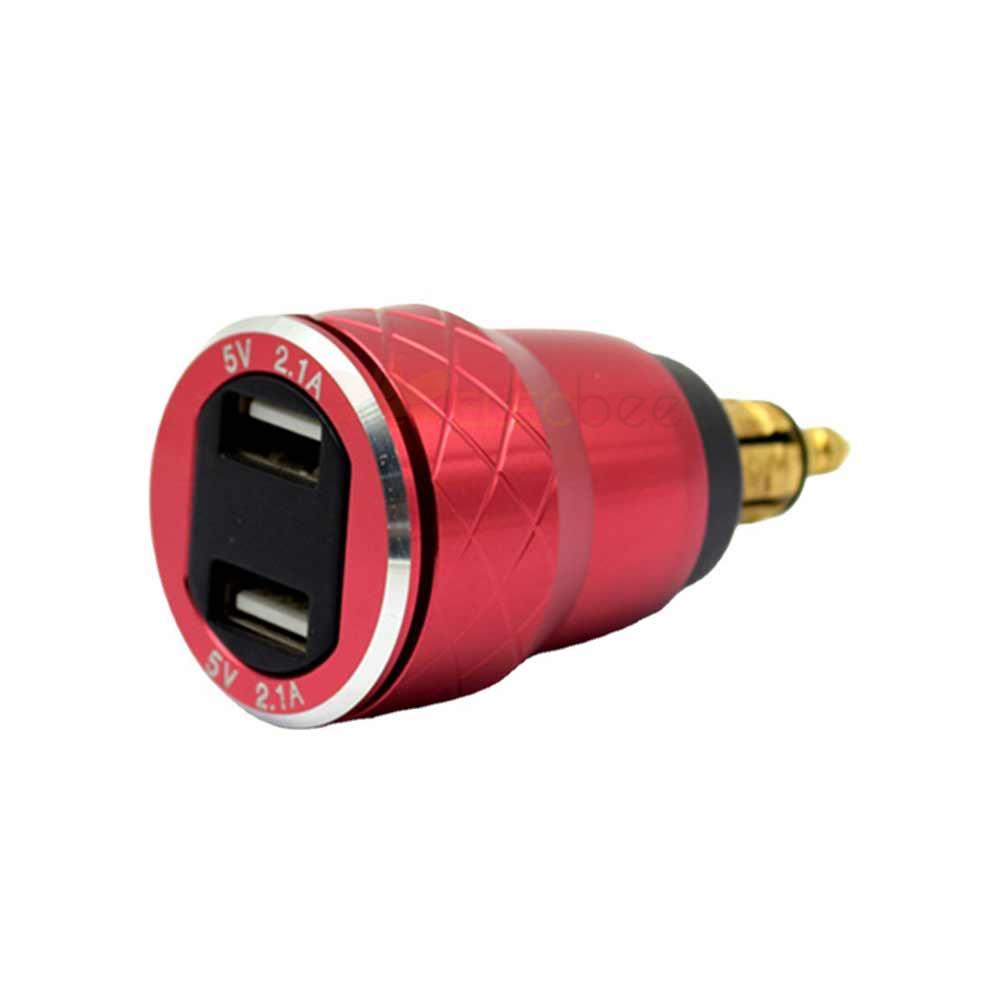 Charging Socket USB Phone Charger with Voltage Display Automotive and Motorcycle Metal 4.2A Dual USB