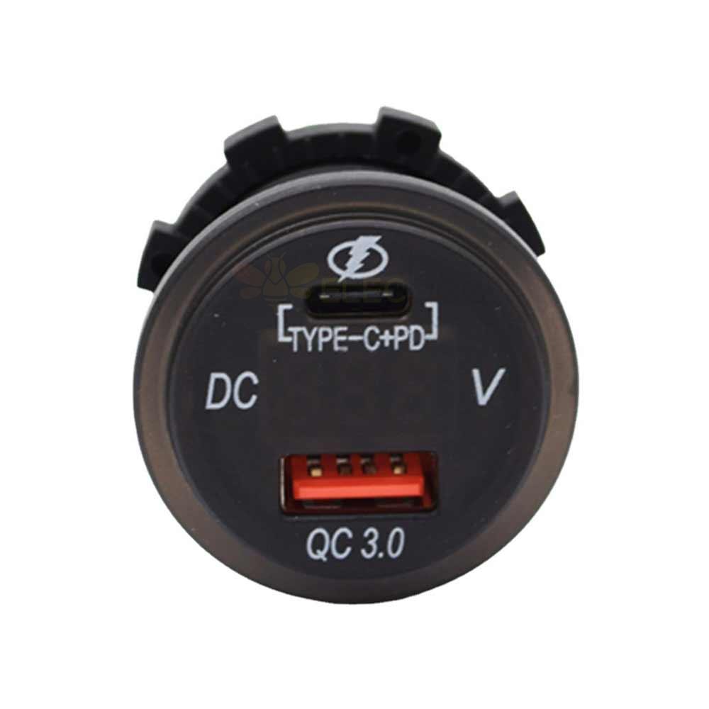 QC3.0+TYPE-C с дисплеем напряжения 12–24 В Модифицированный автомобильный и морской аксессуар QC3.0 Дисплей напряжения быстрой зарядки