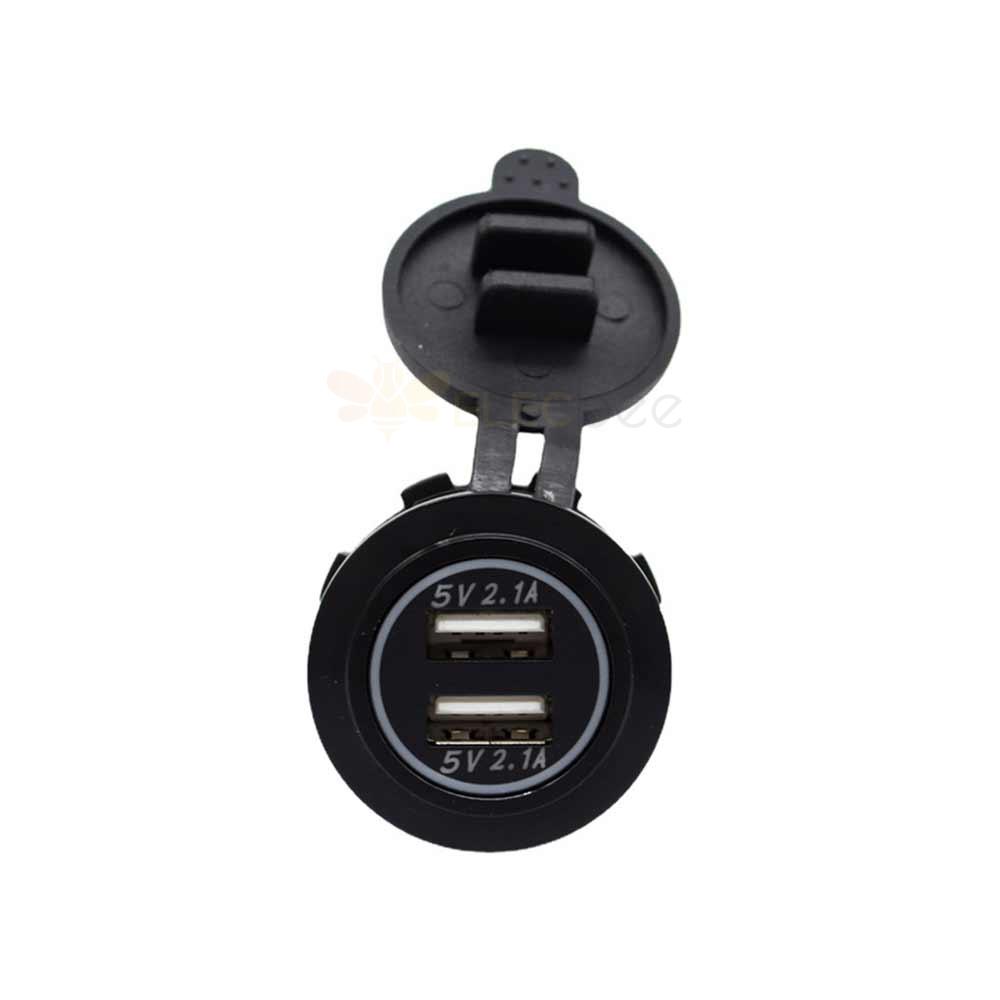 4,2 A Dual-USB-Ladegerät mit Aluminiumlegierungsgehäuse, DC 12–24 V, Automobil- und Marine-modifiziertes USB-Ladegerät für Autos und Boote
