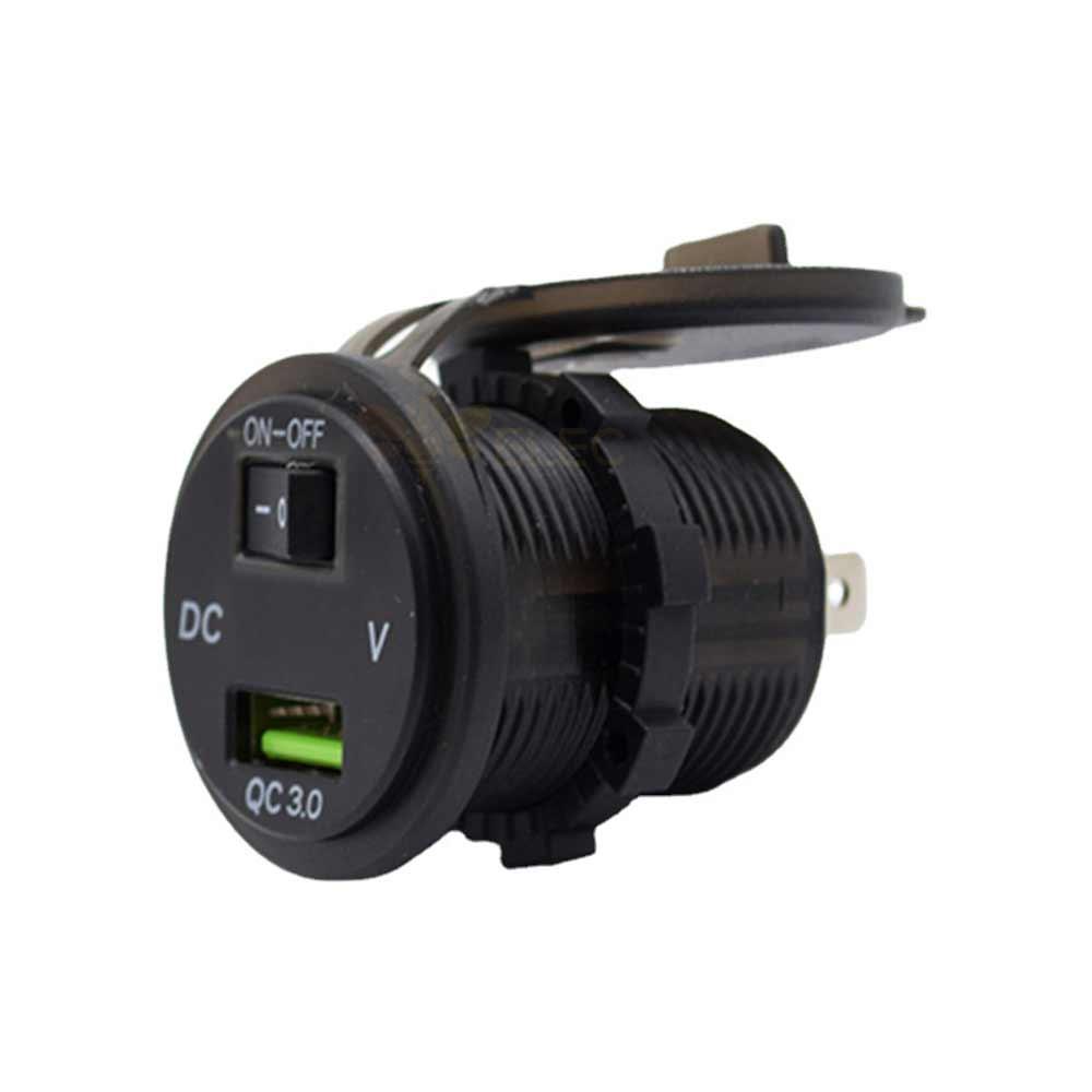 Modified In-car Switch QC3.0 Charger with Voltage Meter Socket Automotive and Marine QC3.0 Fast Charging with Voltage Display