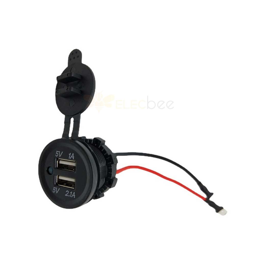 3.1A Dual USB Charger with 15cm Extension Cable 16AWG Wire 12-24V Automotive and Marine Modified Charger.
