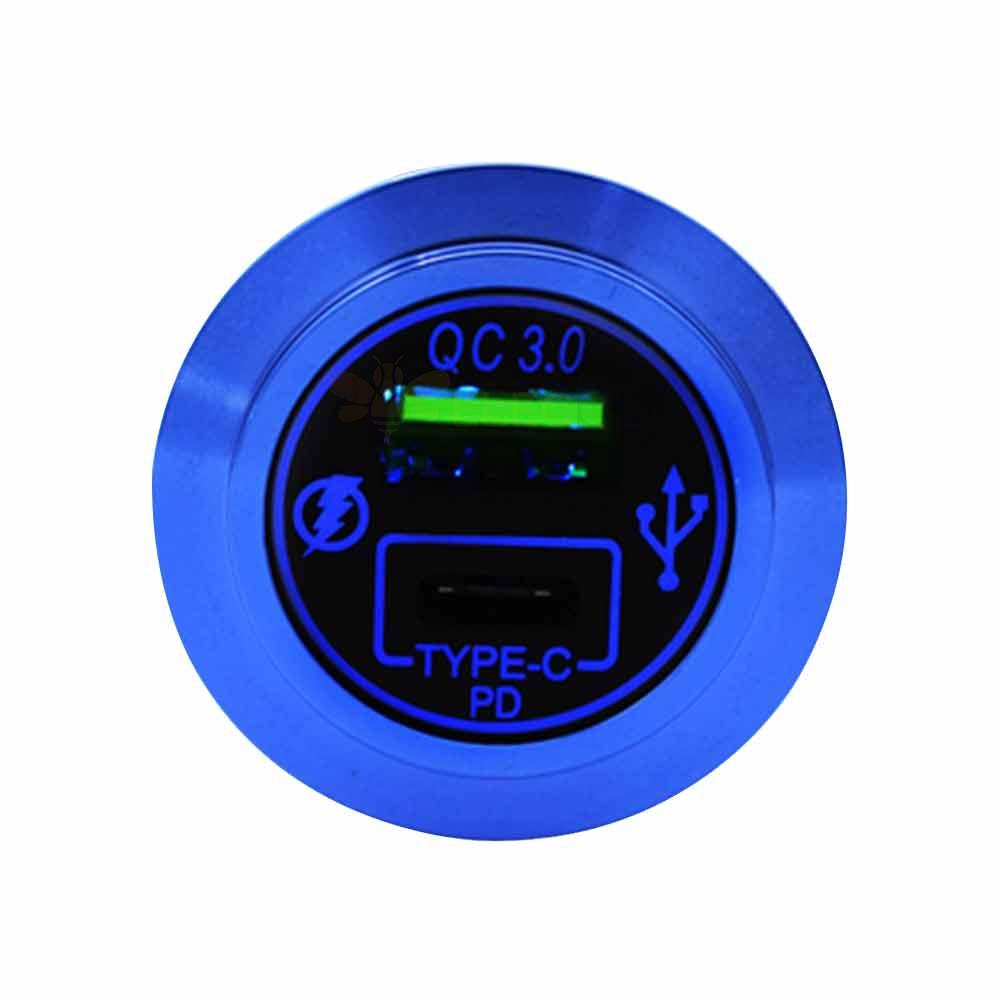 Огнестойкий алюминиевый сплав QC3.0+TYPE-C PD Быстрое зарядное устройство Автомобильное и морское модифицированное зарядное устройство QC3.0