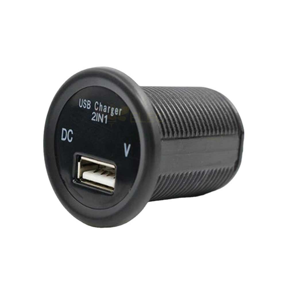 Modifizierter einzelner USB + Spannungsmesser, 12–24 V Eingang, 5 V, 2,1 A Ladeanschluss mit Spannungserkennung, CE-zertifiziert