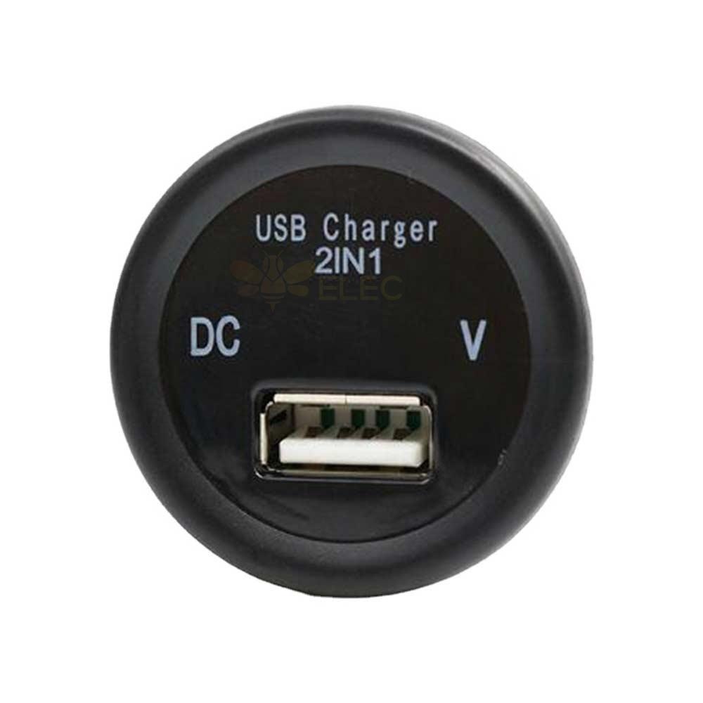 Modifizierter einzelner USB + Spannungsmesser, 12–24 V Eingang, 5 V, 2,1 A Ladeanschluss mit Spannungserkennung, CE-zertifiziert