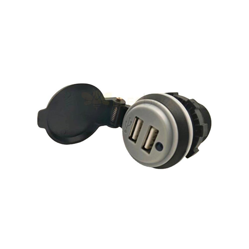 Automotive Marine and Motorcycle Modified In-car 4.2A Dual USB Charger with Spring Waterproof Cover Phone Charging Socket