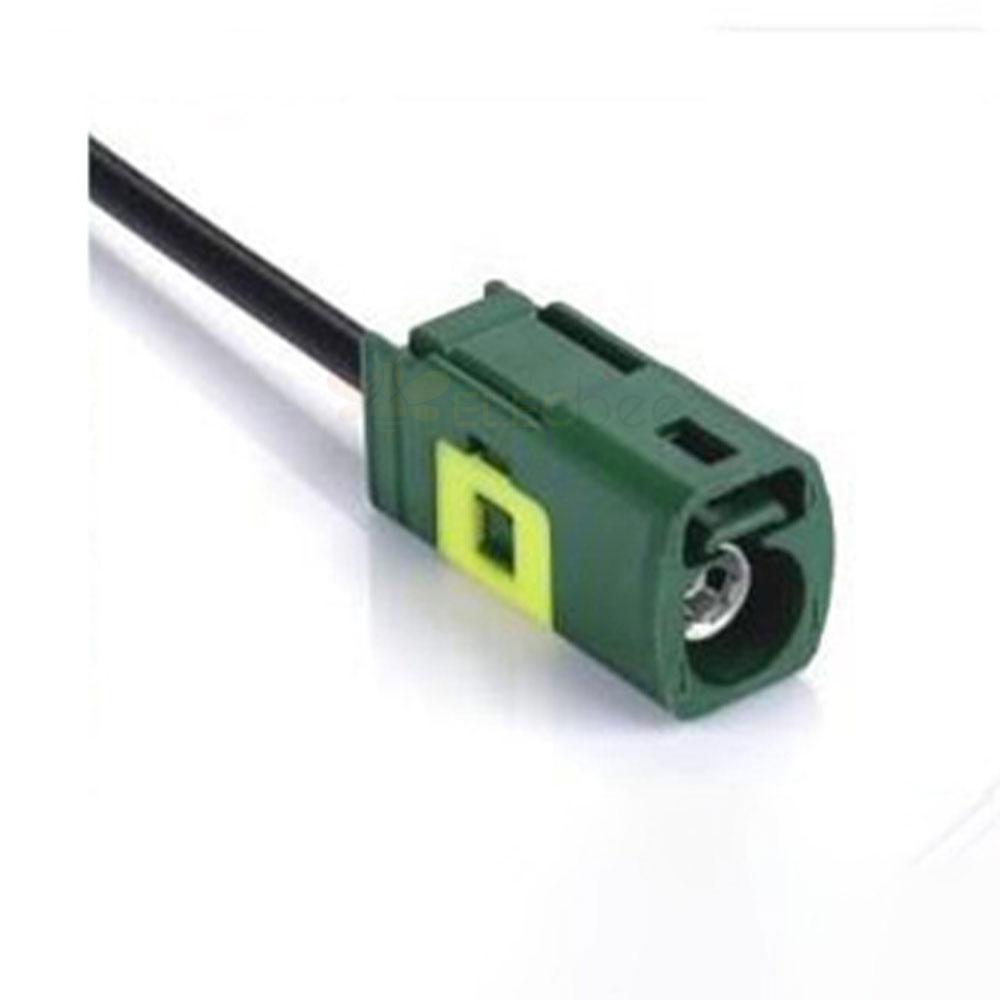 Fakra E型绿色 直式母端连接器压铸版汽车TV信号接头单头线0.5m