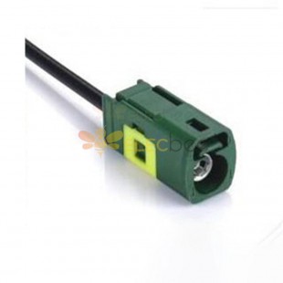 Fakra E Code Female Connector Straight Die Casting Green TV Car Signal Single End Cable 0.5m