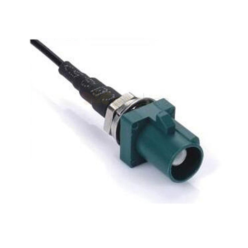 Fakra E Code Green Threaded Male Car Connector TV Car Signal Single End Cable 0.5m