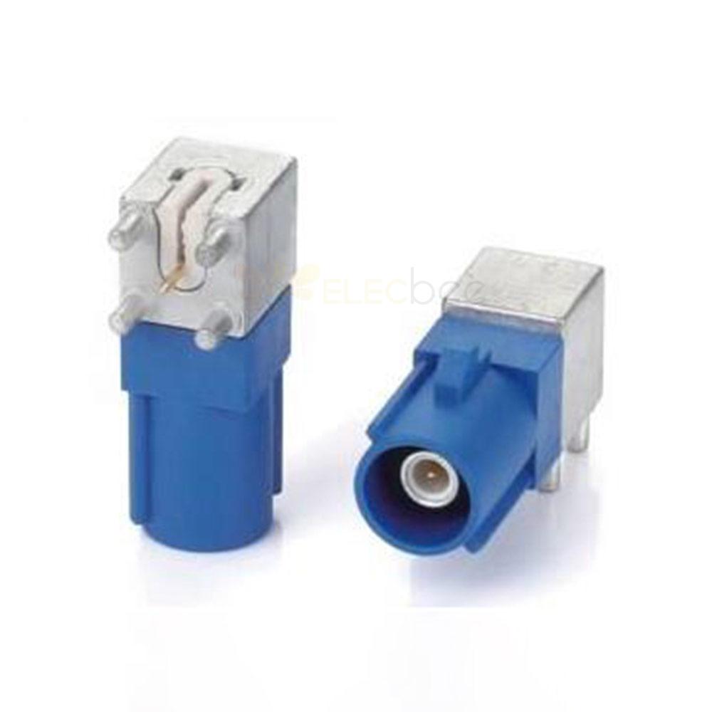 Fakra C-Coding Male 90 Degree Right Angle Connector Vehicle Single Blue PCB Mounting