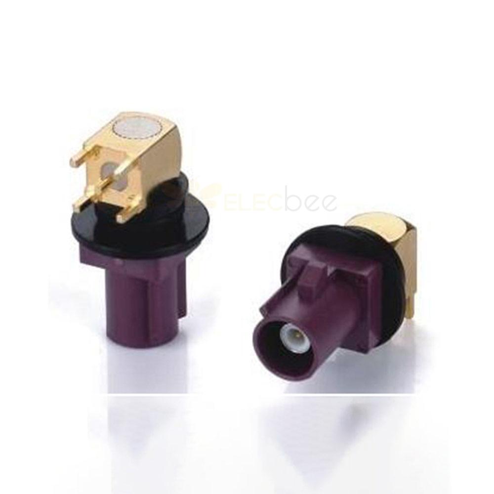 Waterproof Fakra D-Coding Male Connector 90 Degree Right Angle Purple for PCB Board Vehicle