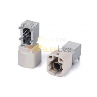 HSD 4 Pin B Coding Right Angle Vehicle Connector Male White Radio Pantom Supply Panel Mount