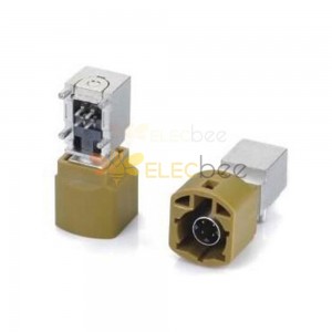 HSD 4 Pin K Coding Right Angle Vehicle Connector Male Curry SDARS Satellite Panel Mount