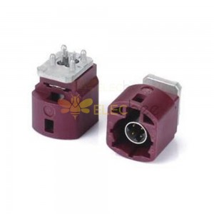 HSD 4 Pin D Coding Straight Vehicle Connector Male Claret Violet GSM Signal PCB
