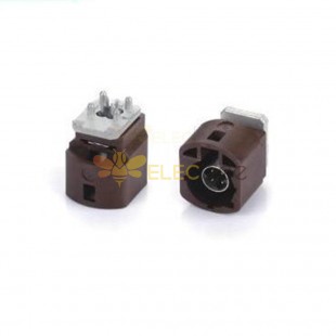 HSD 4 Pin F Coding Straight Vehicle Connector Male Brown TV Signal for PCB Board
