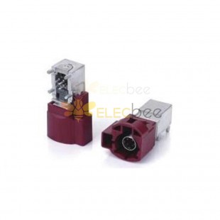 HSD 4+2Pin D Code Right Angle Vehicle Connector Male Claret Violet GSM Signal for PCB