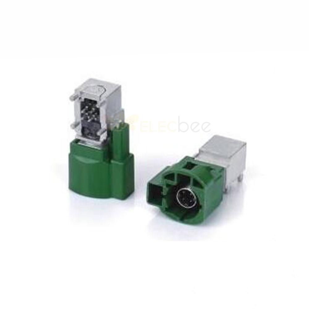 HSD 4+2Pin E Code Right Angle Vehicle Connector Male Green TV Car Signal for PCB