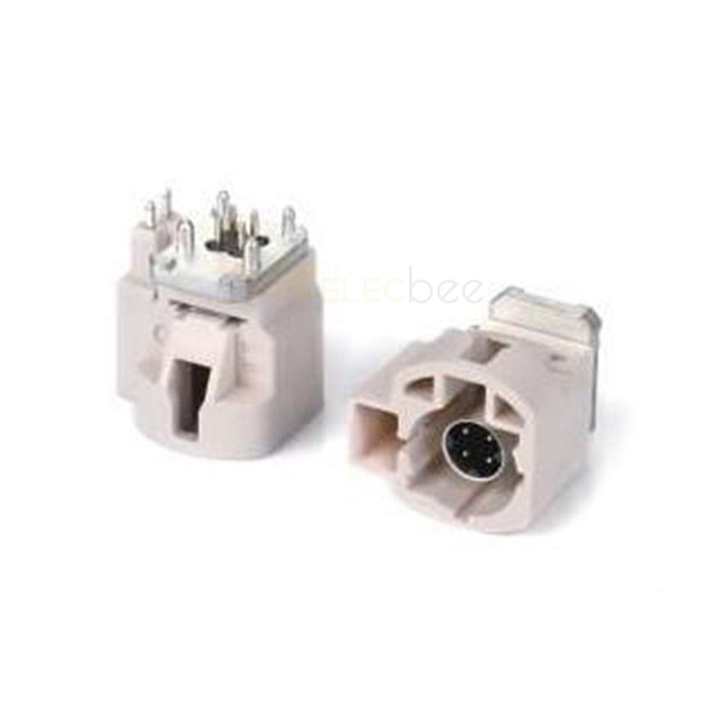 HSD 4+2Pin B Code Straight Vehicle Connector Male 6P White Radio Phantom Supply for PCB