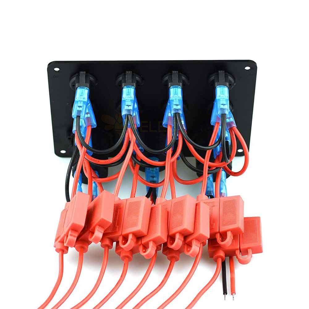 Waterproof 12V Car Boat Switch Panel 8 Way Cat Eye Rocker Switches Dual 4.2A USB Ports Red LED Voltage Display
