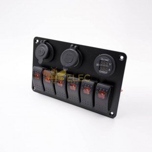 Cigarette Lighter Socket For Car 6-position Switch Double USB Voltage And Ammeter