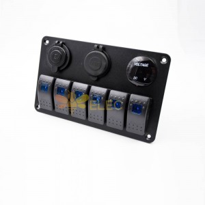 Dual USB Car Cigarette Lighter Socket 6-position Switch Voltmeter Combination Panel