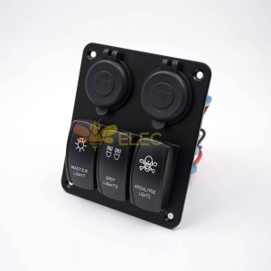 Switch Panel USB Car Charger Dual 3-position Car Multifunctional Combination Panel Panel Mount