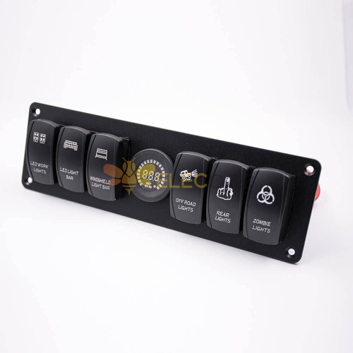 電圧計付きスイッチパネル6ポジションカラースクリーンカー多機能コンビネーションパネル