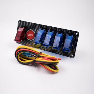 Race Car Rocker Switch Panel LED Engine Start 4-position Pull Blue Light Switch 12V 20A