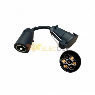 US to European Trailer Plug Adapter 7 Pin to Dual Head Converter Car Socket Adapter