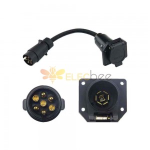 US to European Trailer Plug Adapter 7 Pin to Dual Head Converter Car Socket Adapter