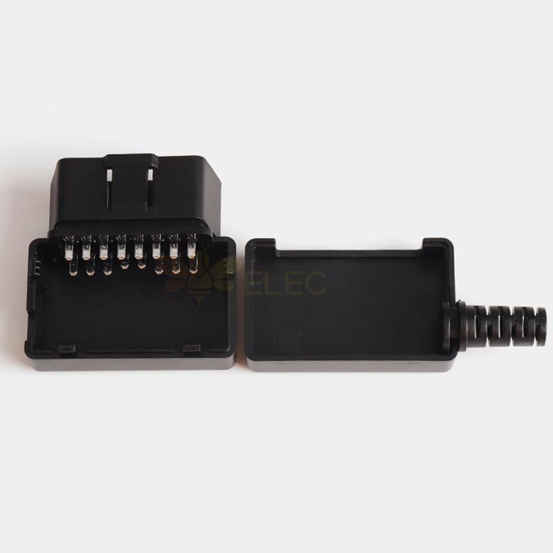 Kfz-OBD2-Stecker mit 16-poligem Verriegelungsschloss, montierter Gehäuse-OBD-Stecker + Gehäuse + Sr-Diagnosestecker ohne Schraube