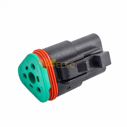 3 Pin Female Jack Waterproof Black Automotive Sealed Connector for Electric Vehicles Excluded Contacts DT06-3S-P012