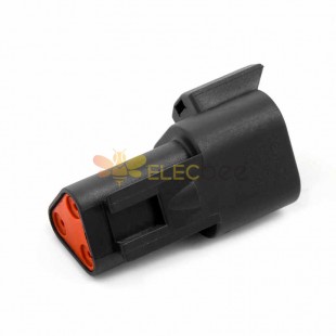 3 Pin Male Plug Black Automotive Sealed Connector Waterproof for Electric Vehicles (Excluded Contacts) DT06-3P-E004