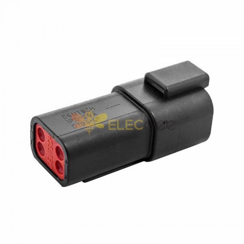 4-контактный штекер, черный автомобильный герметичный разъем, водонепроницаемый для электромобилей PA66 (исключенные контакты) DT06-4P-E004