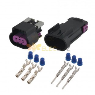3Pin Male Plug Female Socket Sealed Connector Set Wire Gauge 18 16 Awg