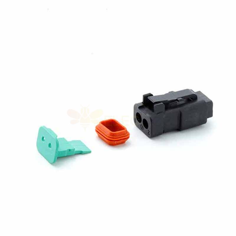  2 Pin Waterproof Black Female Jack Automotive Sealed Connector for Electric Vehicles Excluded Contacts DT06-2S-P012