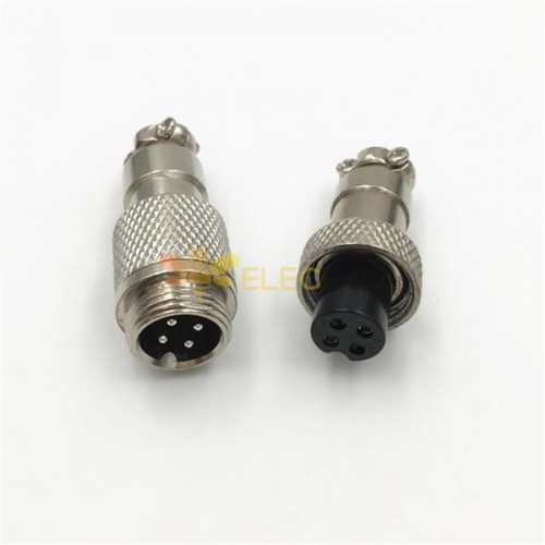 4 Pin Plug Male and Female Docking Cable Connector GX12 Straight Cable Plug 5sets