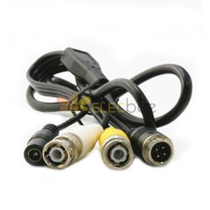Aviation Application Cable 1M GX12 4 Pin Male to 2xMale BNC Connector and DC Male Connector Cable Cordset