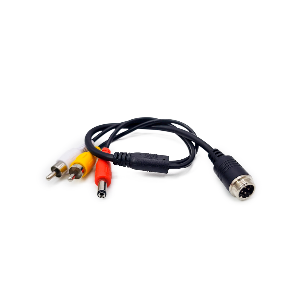 Luftfahrtkabel Adapter GX12 4 Pin Stecker Kabel zu DC RCA CCTV Kamerakabel 1M